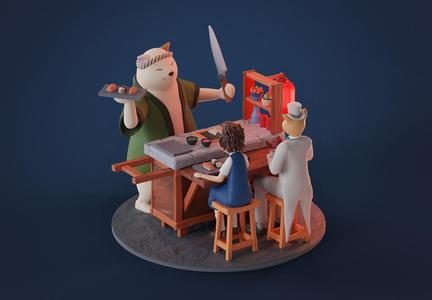 Cat returns Diorama