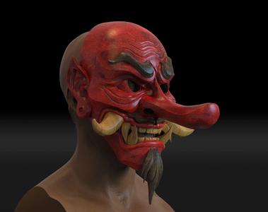 Japanese Tengu Smile Mask Oni Demon Mask Samurai Mask