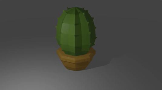 Low Poly Round Cactus Succulent.