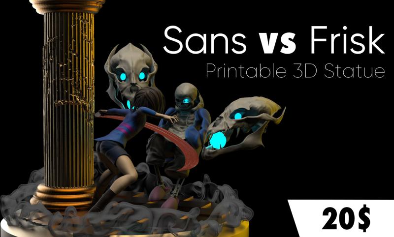 Undertale – Sans vs Frisk 3D Model by 3dhomas