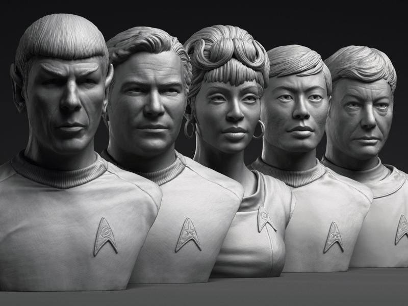 Uhura Kirk Spock McCoy and Sulu 3d printable bust collection