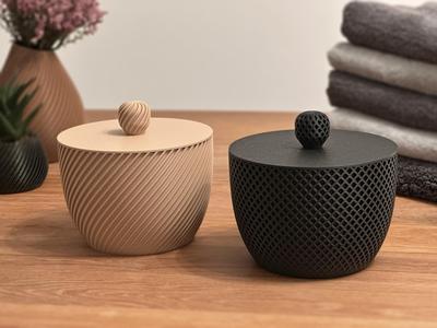 Modern Storage Container with Spiral Pattern