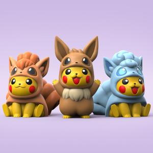 Pikachu Cosplay Vulpix (Easy Print No Supports)