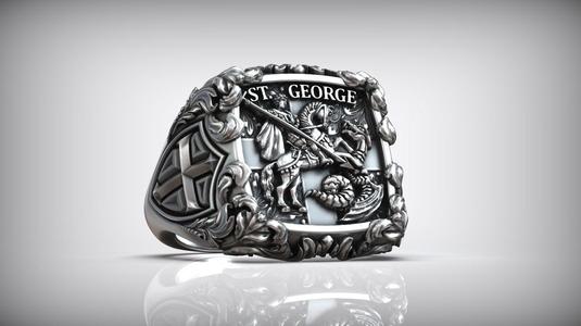 Saint George the Victorious Knight Cross Christian Signet