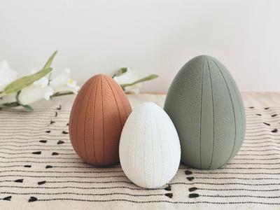 Easter eggs with elegant fuzzy stripes