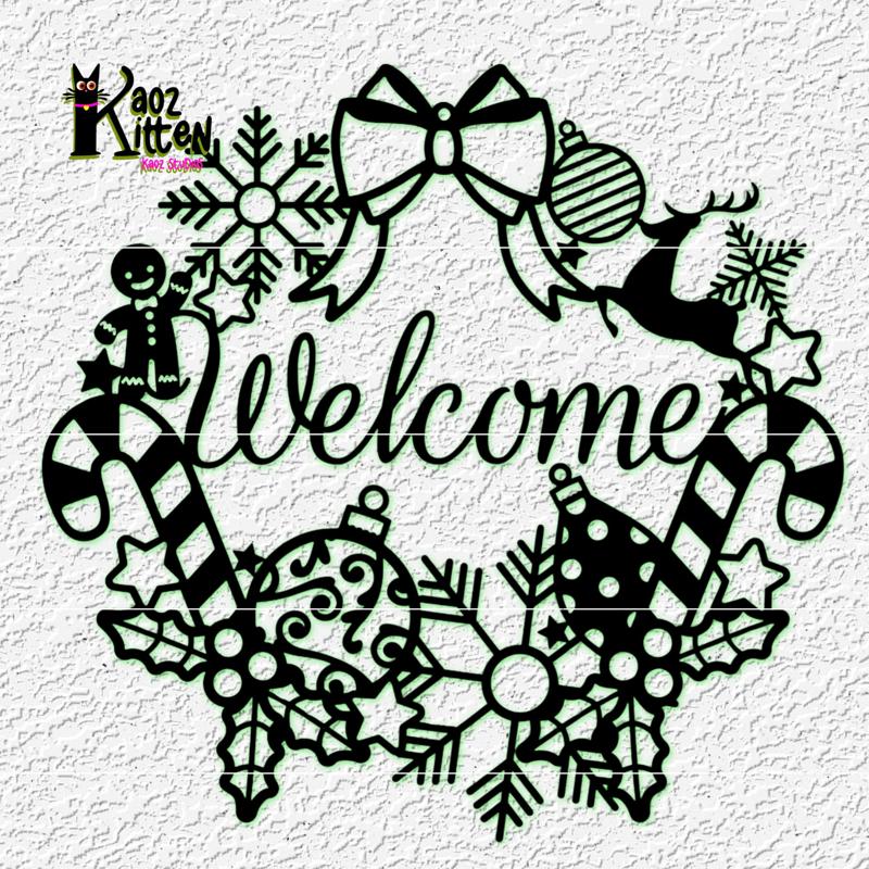 welcome christmas wreath wall art xmas sign decor