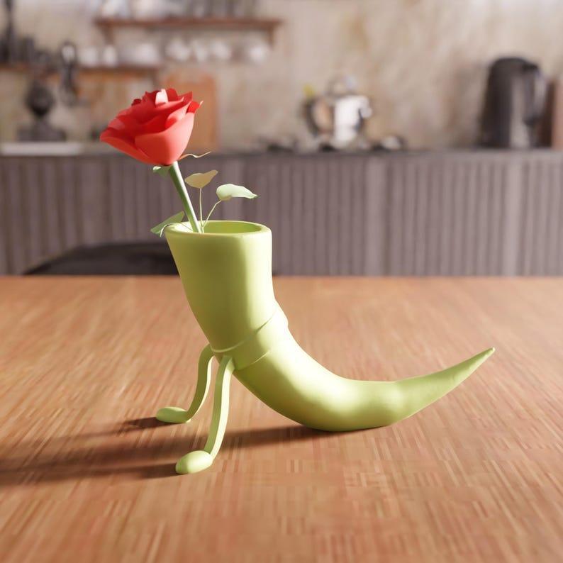 3D Horn Vase STL File – Decorative Flower Vase for Home Decor, Modern Art Deco Vase, Indoor Desk Accent, 3D Print File