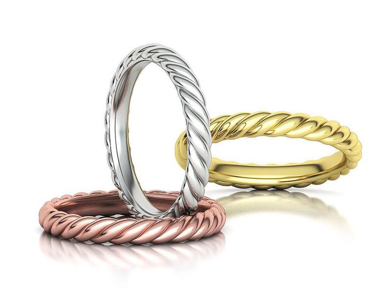 Braided Rope Band ring 3mm wide twisted band ring 4-11US