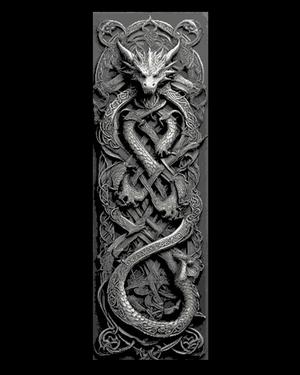 Celtic Knot Carvings depicting Dragons Guarding the way – Set of Bookmarks