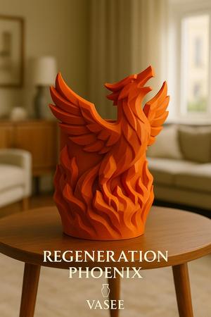 Fiery phoenix vase art organizer for bold blooms