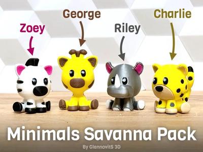 Minimals Savanna Pack (zebra giraffe cheetah rhino)