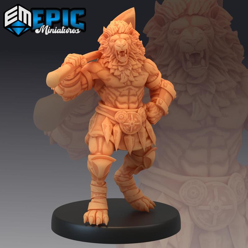 Catfolk Lion Warrior Axe / Feline Gladiator / Werelion