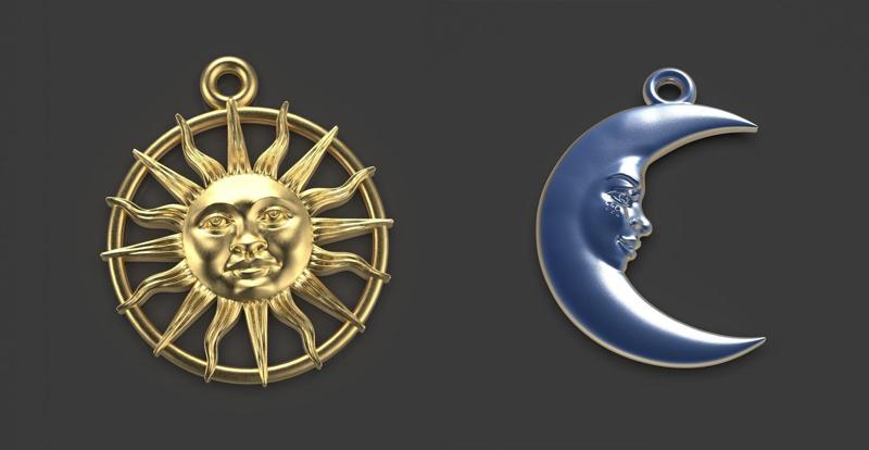 Sun and Moon 3 pendants