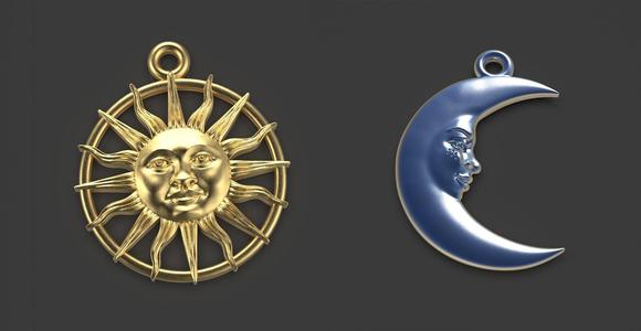 Sun and Moon 3 pendants