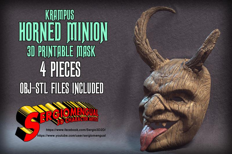 Krampus Horned Minion 3D printable mask