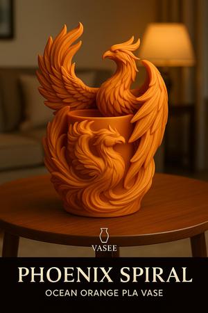 Vase Art – phoenix organizer pot with rising fire