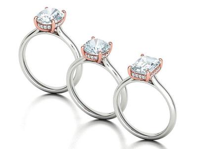 Solitaire Rings Hidden Halo Collection 3dprint Rings