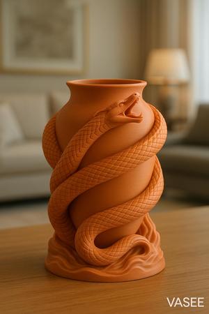 Snake-shaped vase art organizer for primal flair