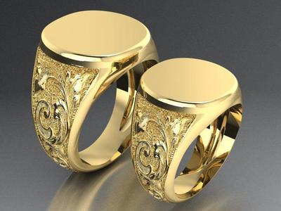 engraving signet with a design on the side two options