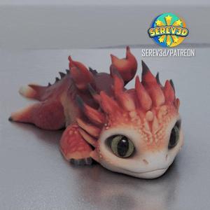 Baby Fire Elemental Dragon - Articulated - 3D print STL and multicolor 3MF file