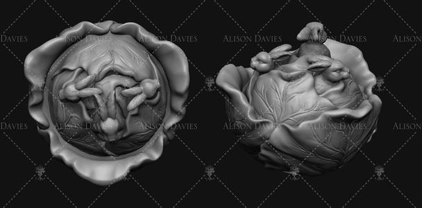 Quirky vintage Bunny Bowl Tureen 3D print model