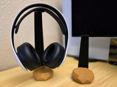 Elegant Headphone Stand with Wood Texture