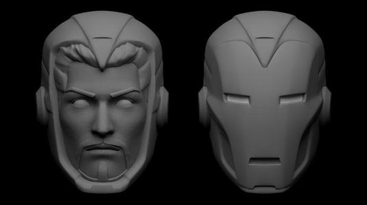 IRONMAN AND TONY STARK  HEAD SCULPT