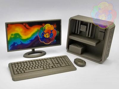 Tiny PC with Sliding Side Panel and Peripherals