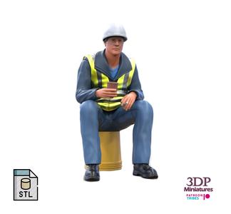N7 Sitting Construction worker 3D print model