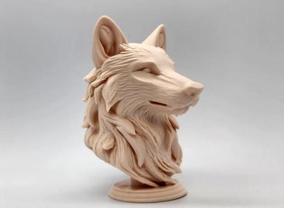 Wolf Bust on Pedestal