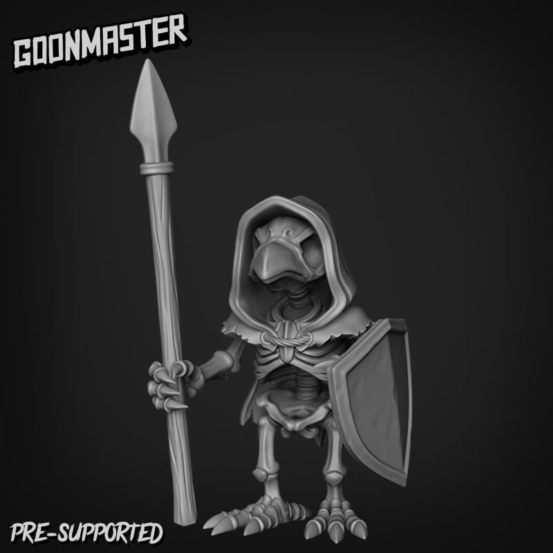 Undead Crow Skeleton Spear and Shield