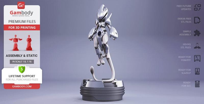 Cyber Mewtwo in Capsule STL Files for 3D Printing | Assembly Model