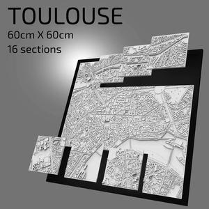 3D Toulouse | Digital Files | 3D STL File | Toulouse 3D Map | 3D City Art | 3D Printed Landmark | Model of Toulouse Skyline | 3D Art