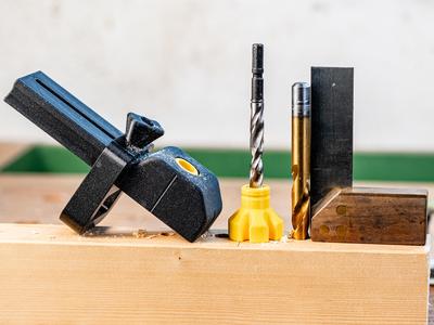 Adjustable Drill guide with stop and elements