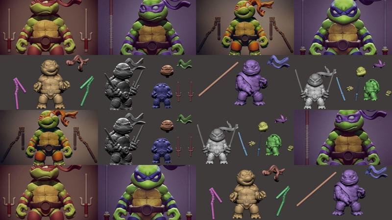 Chibi Mutant Ninja Turtles 3D Model Collection