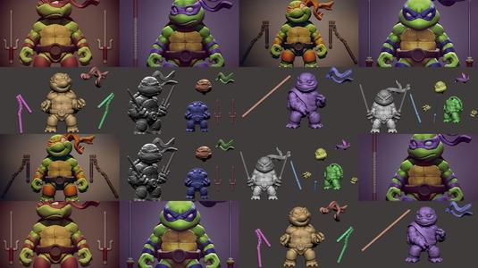 Chibi Mutant Ninja Turtles 3D Model Collection