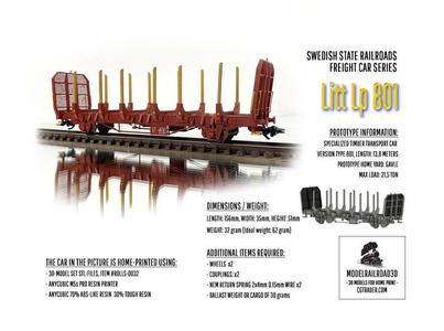 ROLLS-0032 Swedish SJ Litt Lp801 Stake Car H0-scale