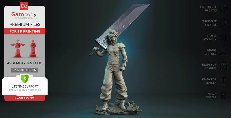 Cloud Strife STL files for 3D Printing | Assembly Model