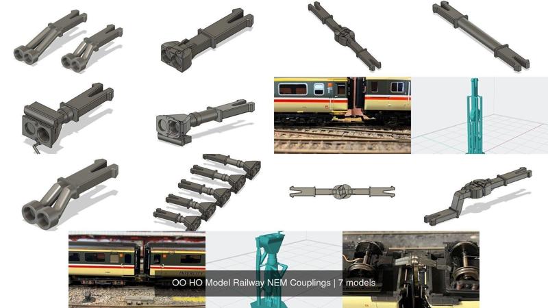 OO HO Model Railway NEM Couplings 3D Model Collection