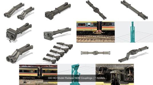 OO HO Model Railway NEM Couplings 3D Model Collection