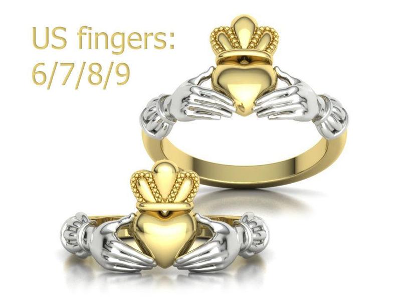 Heavy Twotone Claddagh Ring Friendship Heart Ring 3dmodel