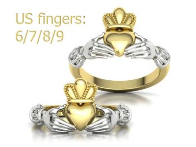 Heavy Twotone Claddagh Ring Friendship Heart Ring 3dmodel