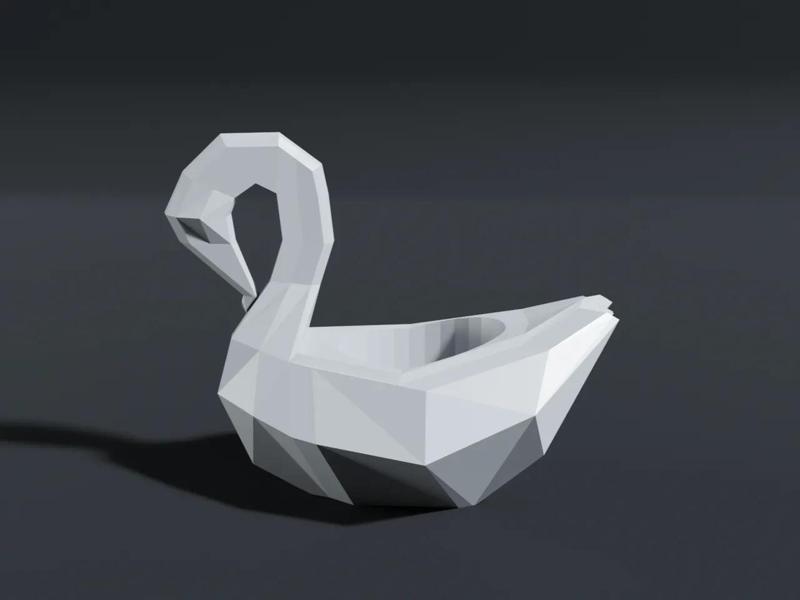 Low poly swan planter