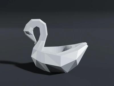 Low poly swan planter