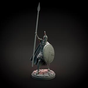Spartan warrior raising spear