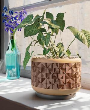 Planter Pot Mayan Revival with Rounded Base