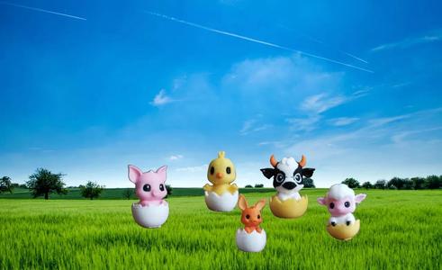 Cute Hatching Animals – Cow, Chick, Bunny, Pig and Sheep – Miniature