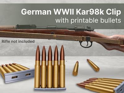 WWII Kar98k Clip with Printable Bullets | 7.92mm